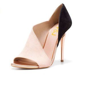 FSJ Pink Peep Toe Cutout Pumps Sandals